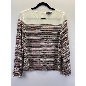 Lord & Taylor Petite Striped Abstract Stripe Blouse Modern Workwear Business